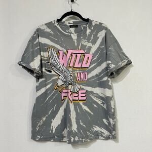 Wild & Free Tie Dye Distressed Graphic Tee